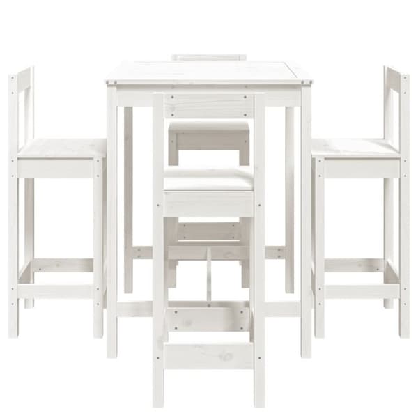 vidaXL Hagebarsett 5 deler hvit heltre furu