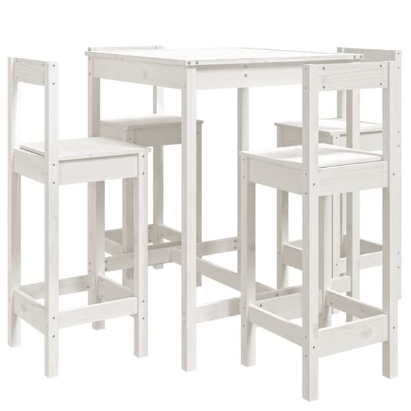 vidaXL Hagebarsett 5 deler hvit heltre furu