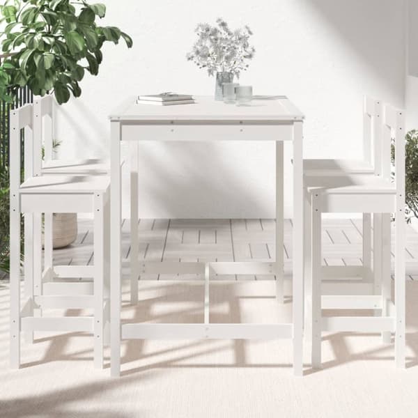 vidaXL Hagebarsett 5 deler hvit heltre furu