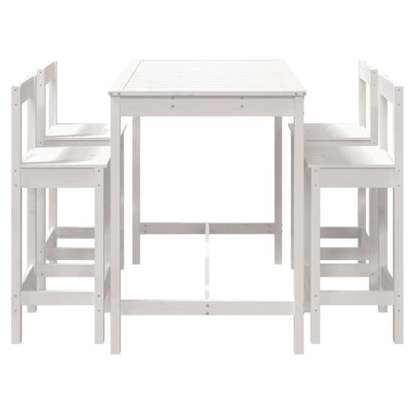 vidaXL Hagebarsett 5 deler hvit heltre furu