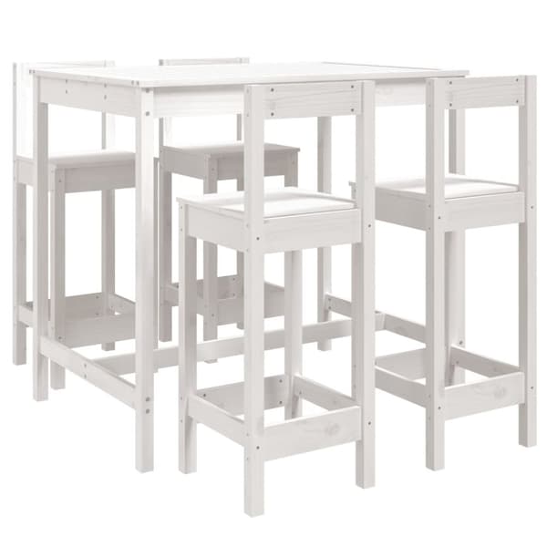 vidaXL Hagebarsett 5 deler hvit heltre furu