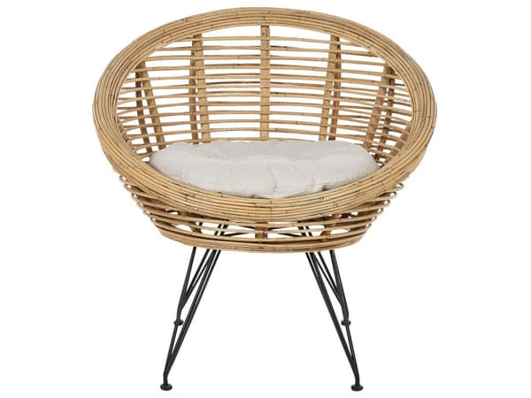 Loungesæt Beige Natur Rattan 4 Personers Flet Sofa og Lænestol Udendørs Sofagruppe Boho Design til Terrasse Haveloungesæt
