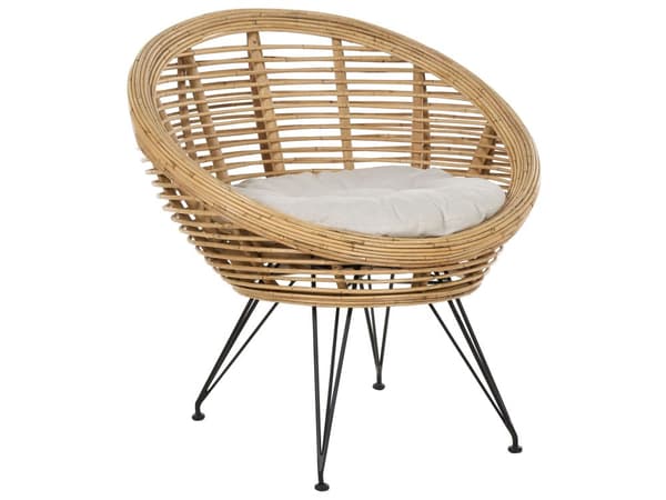 Loungesæt Beige Natur Rattan 4 Personers Flet Sofa og Lænestol Udendørs Sofagruppe Boho Design til Terrasse Haveloungesæt