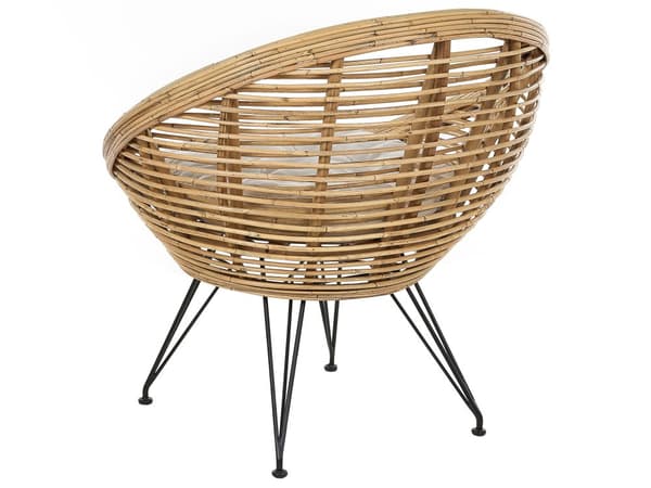 Loungesæt Beige Natur Rattan 4 Personers Flet Sofa og Lænestol Udendørs Sofagruppe Boho Design til Terrasse Haveloungesæt