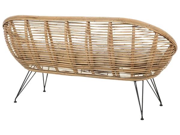 Loungesæt Beige Natur Rattan 4 Personers Flet Sofa og Lænestol Udendørs Sofagruppe Boho Design til Terrasse Haveloungesæt