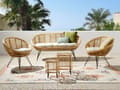Miniatyrbillede 2 af 11: Loungesæt Beige Natur Rattan 4 Personers Flet Sofa og Lænestol Udendørs Sofagruppe Boho Design til Terrasse Haveloungesæt