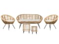 Miniatyrbillede 1 af 11: Loungesæt Beige Natur Rattan 4 Personers Flet Sofa og Lænestol Udendørs Sofagruppe Boho Design til Terrasse Haveloungesæt