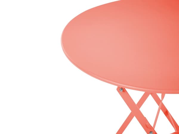 Bistrosetti korallinpunainen teräs maalattu 2 tuolia puutarhapöytä kokoontaitettava moderni boho