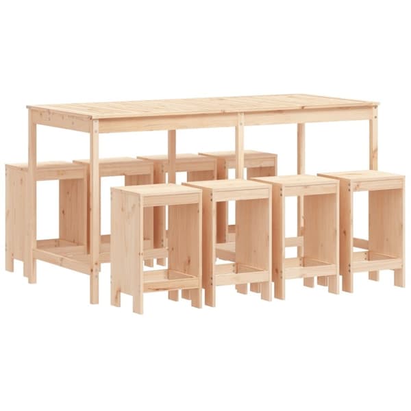 vidaXL Hagebarsett 9 deler heltre furu