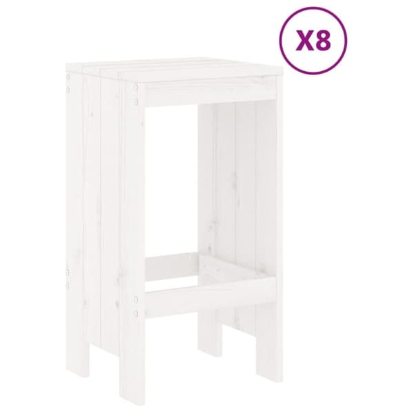 vidaXL Hagebarsett 9 deler hvit heltre furu