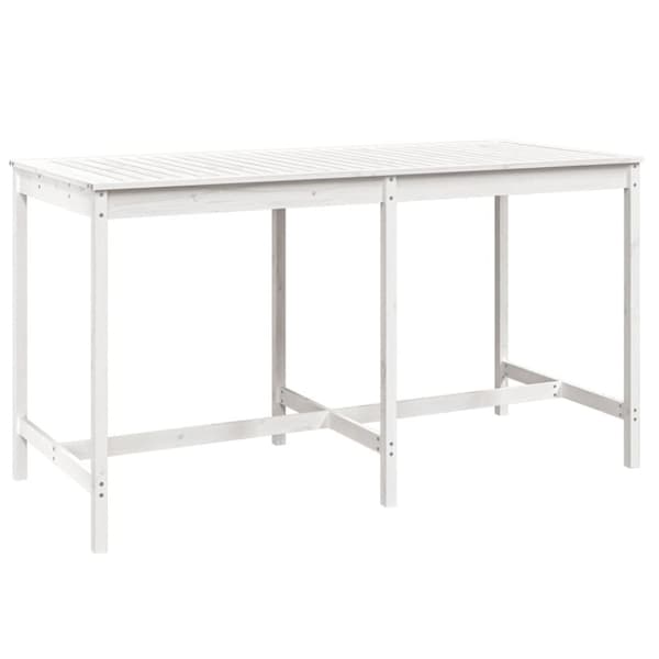 vidaXL Hagebarsett 9 deler hvit heltre furu
