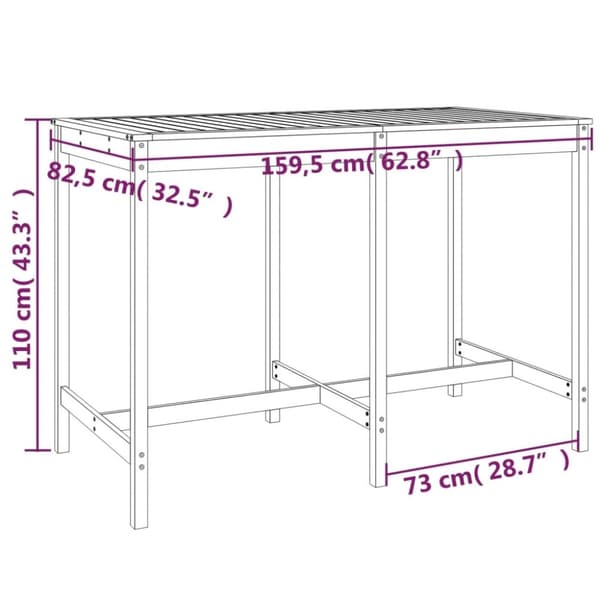 vidaXL Hagebarsett 7 deler honningbrun heltre furu