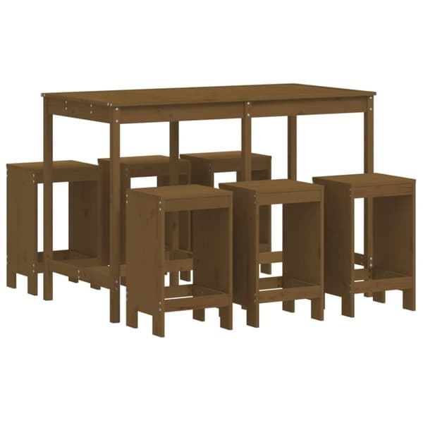 vidaXL Hagebarsett 7 deler honningbrun heltre furu