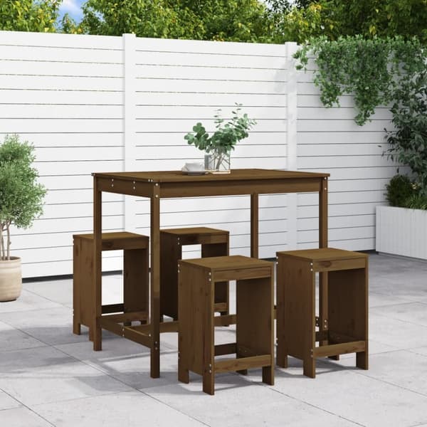 vidaXL Hagebarsett 5 deler honningbrun heltre furu