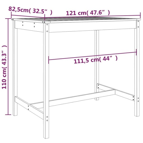 vidaXL Hagebarsett 5 deler hvit heltre furu