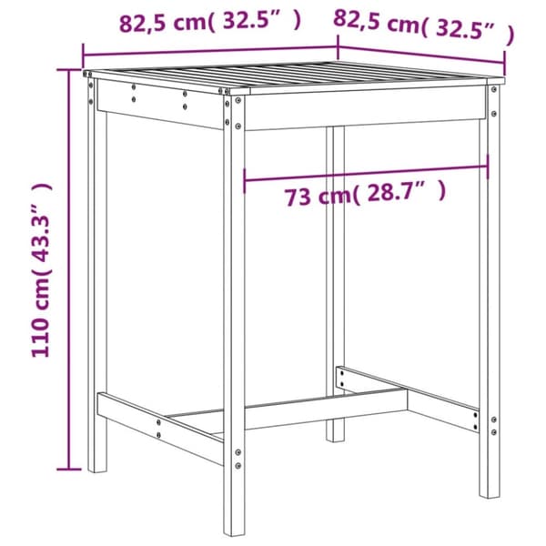 vidaXL Hagebarsett 3 deler heltre furu