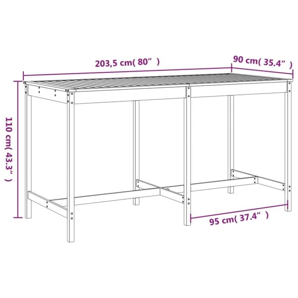 vidaXL Hagebarsett 9 deler heltre furu