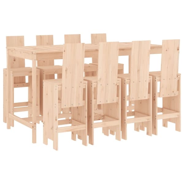 vidaXL Hagebarsett 9 deler heltre furu