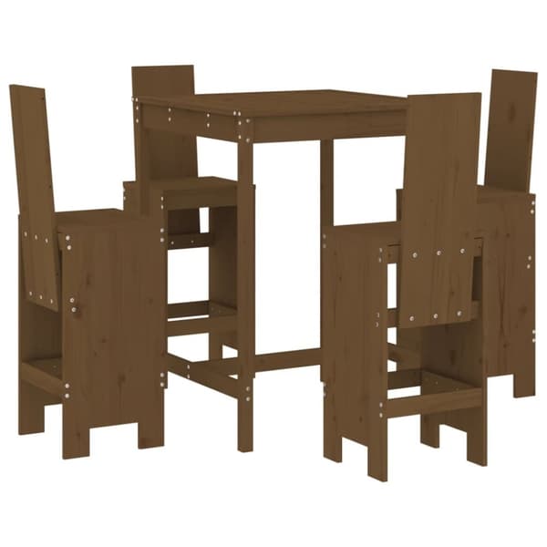 vidaXL Hagebarsett 5 deler honningbrun heltre furu