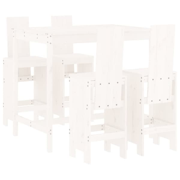 vidaXL Hagebarsett 5 deler hvit heltre furu