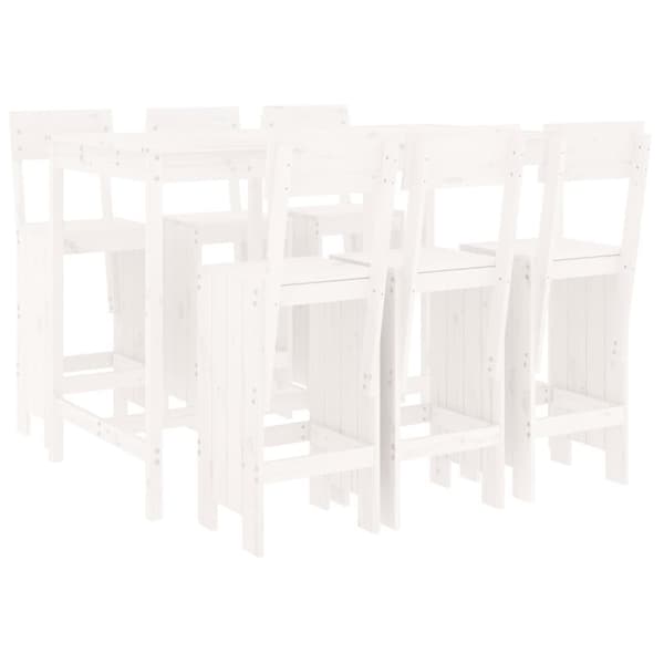 vidaXL Hagebarsett 7 deler hvit heltre furu