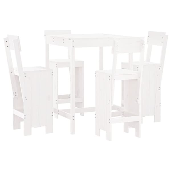 vidaXL Hagebarsett 5 deler hvit heltre furu