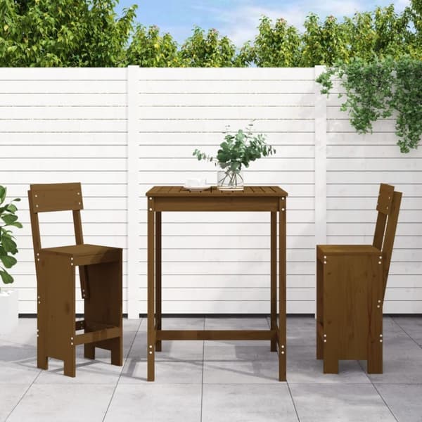 vidaXL Hagebarsett 3 deler honningbrun heltre furu