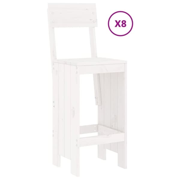 vidaXL Hagebarsett 9 deler hvit heltre furu