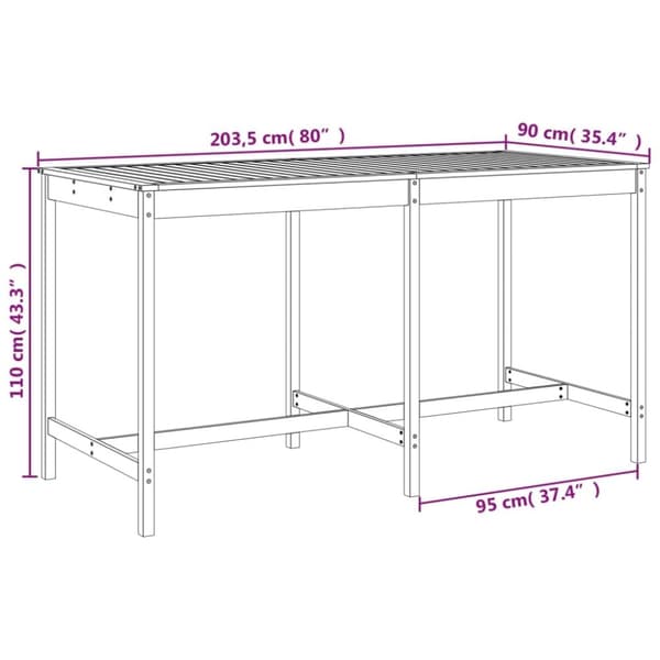 vidaXL Hagebarsett 9 deler hvit heltre furu