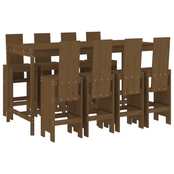 vidaXL Hagebarsett 9 deler honningbrun heltre furu