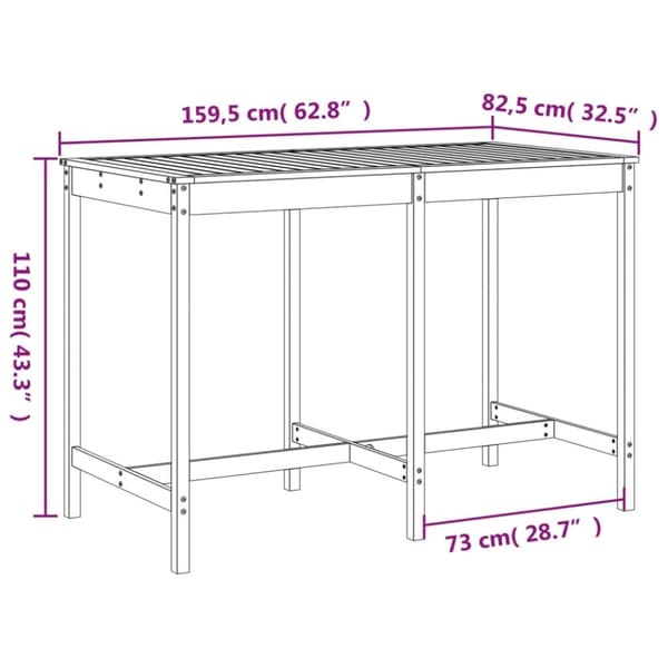 vidaXL Hagebarsett 7 deler honningbrun heltre furu