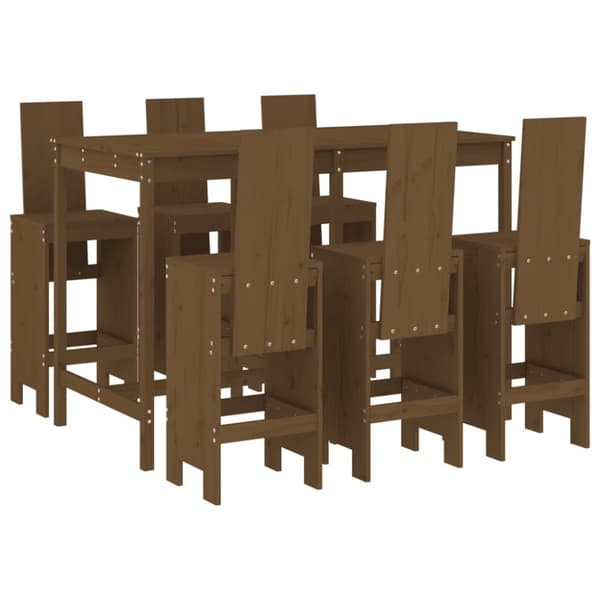 vidaXL Hagebarsett 7 deler honningbrun heltre furu