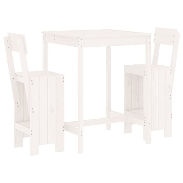 vidaXL Hagebarsett 3 deler hvit heltre furu