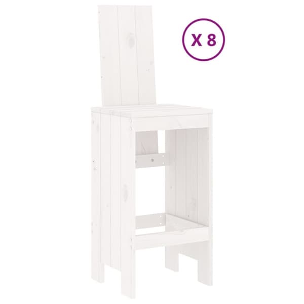 vidaXL Hagebarsett 9 deler hvit heltre furu