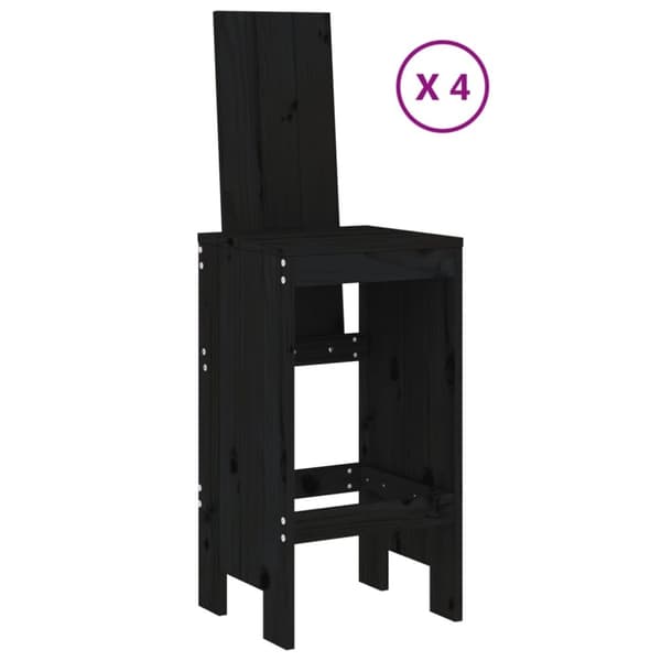 vidaXL Hagebarsett 5 deler svart heltre furu