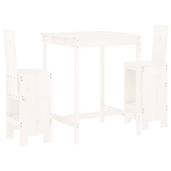 vidaXL Hagebarsett 3 deler hvit heltre furu