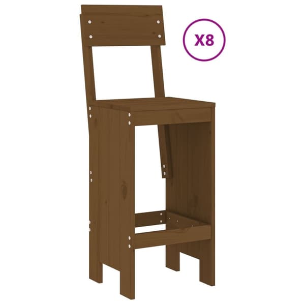 vidaXL Hagebarsett 9 deler honningbrun heltre furu