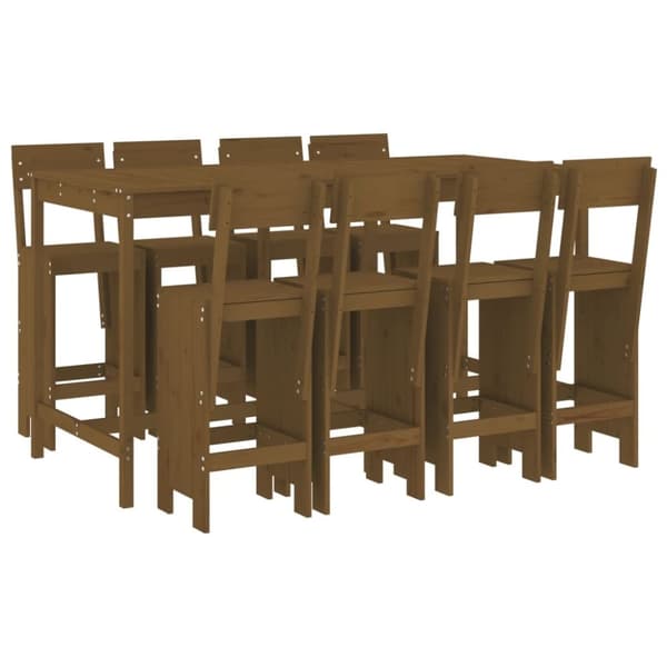 vidaXL Hagebarsett 9 deler honningbrun heltre furu