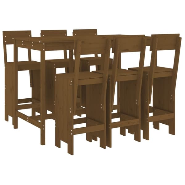 vidaXL Hagebarsett 7 deler honningbrun heltre furu