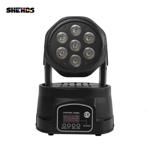 LED Vask Moving Head Belysning, 7x18W RGBWA+UV, 7x12W RGBW