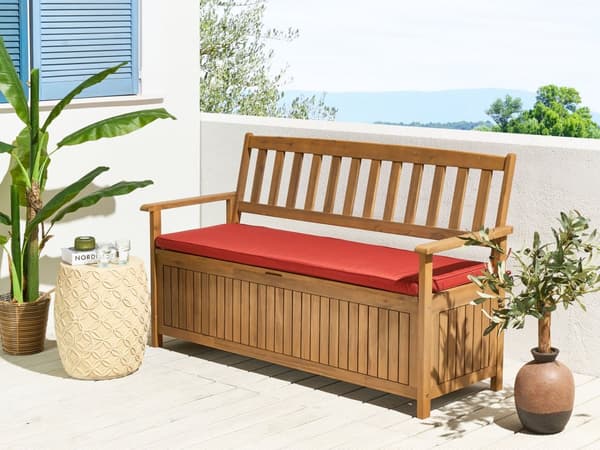 Sittdyna för utomhusbruk Röd Polyester Vattenavvisande Bänkdyna 45 x 148 cm Trädgård