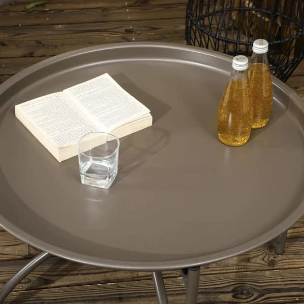 Rootz trädgårdsstolset - 2 delar - Pall/sidobord - Stor sittdyna - Stålstomme - Sand - 118 x 75 x 142 cm