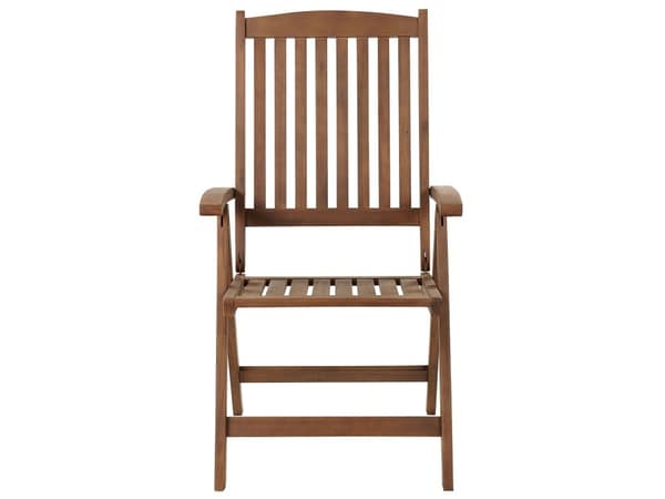Utendørs spisegruppe Mørkt akasietre Beige parasoll 1 uttrekkbart bord 6 stoler Justerbar ryggstøtte Rustikk stil Hage