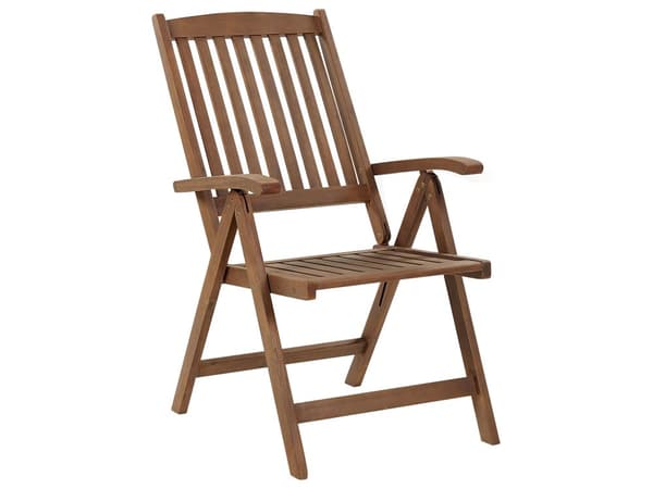 Utendørs spisegruppe Mørkt akasietre Beige parasoll 1 uttrekkbart bord 6 stoler Justerbar ryggstøtte Rustikk stil Hage