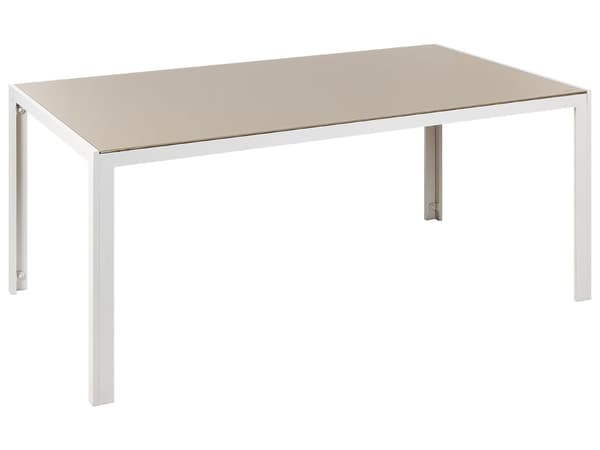 Trädgårdsgrupp 7 delar Beige pulverlackerad ram Aluminium och Textilene Matbord med 6 hopfällbara stolar Modern Design