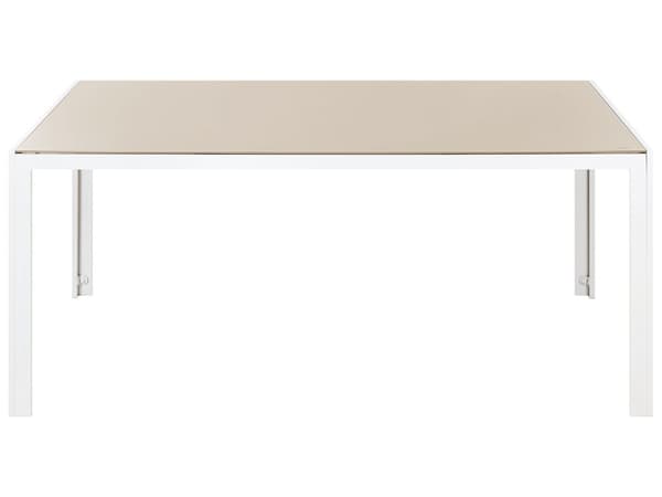 Havemøbelsæt Beige Hvid Aluminium 6 Personers Havebord med Klapstole Justerbar Foldbare Positionsstole med Armlæn Udendørs Nonwood Møbler