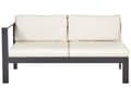 Miniatyrbilde 4 av 11: 5-seters hjørnesofasett til hagen Svart metallramme Beige puter Sofabord med lameller Moderne skandinavisk uteserveringssett