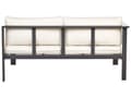 Miniatyrbilde 5 av 11: 5-seters hjørnesofasett til hagen Svart metallramme Beige puter Sofabord med lameller Moderne skandinavisk uteserveringssett
