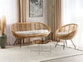 Miniatyrbilde 4 av 11: 3-seters sofasett Naturlig rotting Lys beige bomullspute Medium Resistance Innendørs Utendørs Boho-stil Hage uteplass Balkong