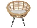 Miniatyrbilde 5 av 11: 3-seters sofasett Naturlig rotting Lys beige bomullspute Medium Resistance Innendørs Utendørs Boho-stil Hage uteplass Balkong